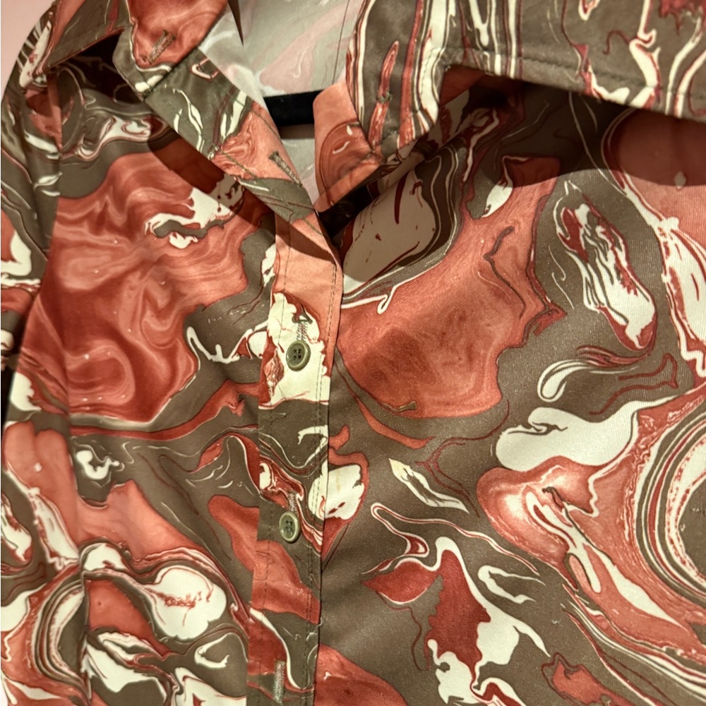 Vintage 60s groovy swirl polyester top - Picture 2 of 2